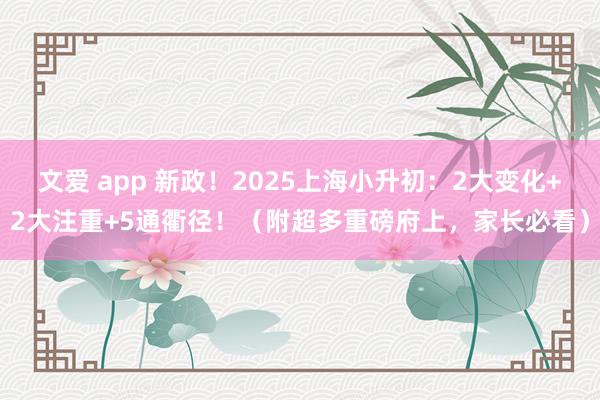 文爱 app 新政！2025上海小升初：2大变化+2大注重+5通衢径！（附超多重磅府上，家长必看）