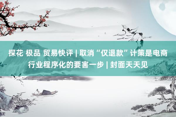探花 极品 贸易快评 | 取消“仅退款”计策是电商行业程序化的要害一步 | 封面天天见