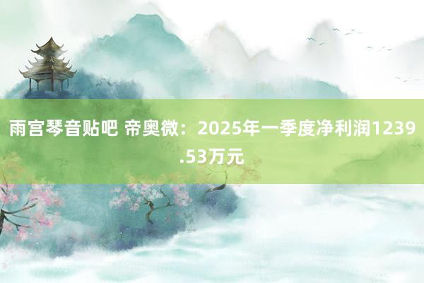 雨宫琴音贴吧 帝奥微：2025年一季度净利润1239.53万元