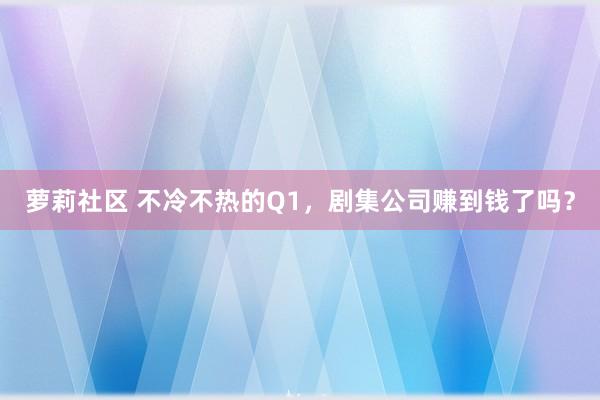 萝莉社区 不冷不热的Q1，剧集公司赚到钱了吗？