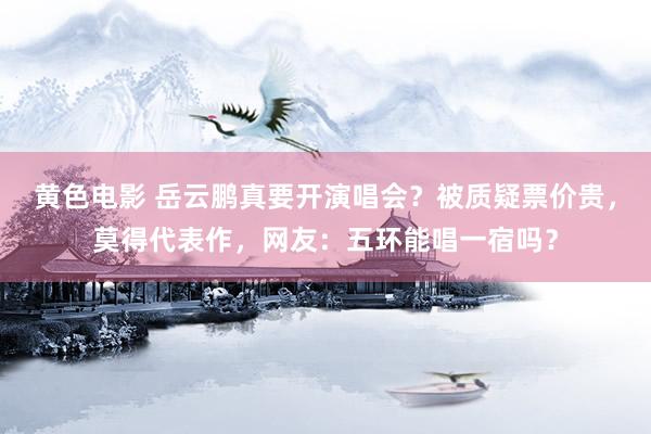 黄色电影 岳云鹏真要开演唱会？被质疑票价贵，莫得代表作，网友：五环能唱一宿吗？