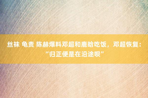 丝袜 龟责 陈赫爆料邓超和鹿晗吃饭，邓超恢复：“归正便是在沿途呗”